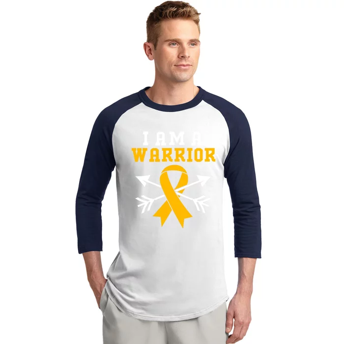 Yellow Ribbon Hood Cancer Warrior Great Gift Baseball Sleeve Shirt