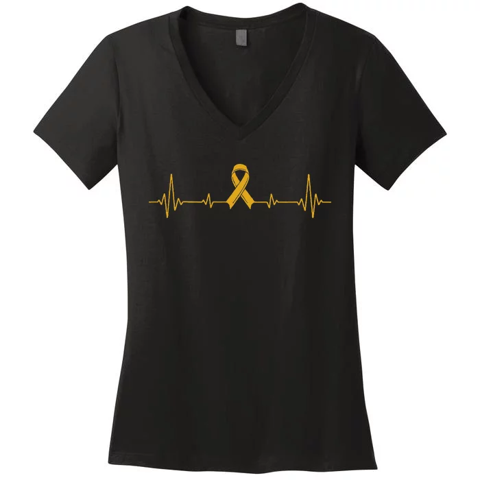 Yellow Ribbon Suicide Prevention Awareness Women's V-Neck T-Shirt