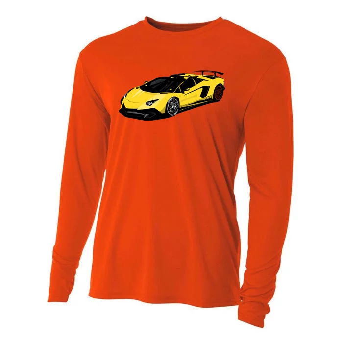 Yellow Racing Sports Car Cooling Performance Long Sleeve Crew