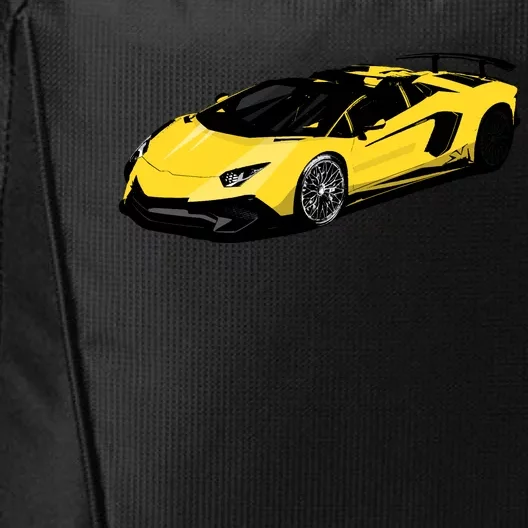 Yellow Racing Sports Car City Backpack