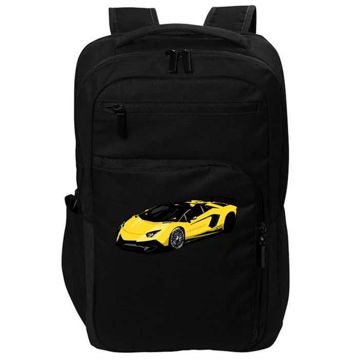 Yellow Racing Sports Car Impact Tech Backpack