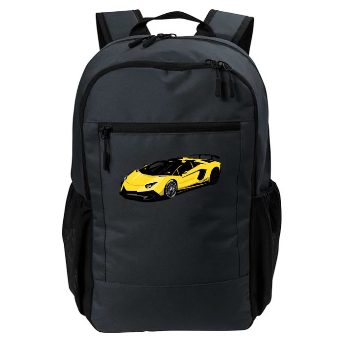 Yellow Racing Sports Car Daily Commute Backpack