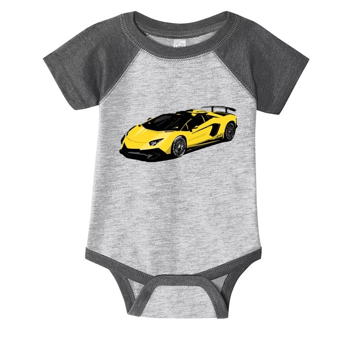 Yellow Racing Sports Car Infant Baby Jersey Bodysuit