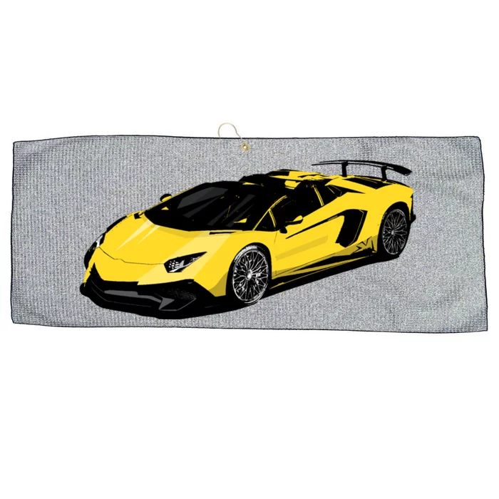 Yellow Racing Sports Car Large Microfiber Waffle Golf Towel