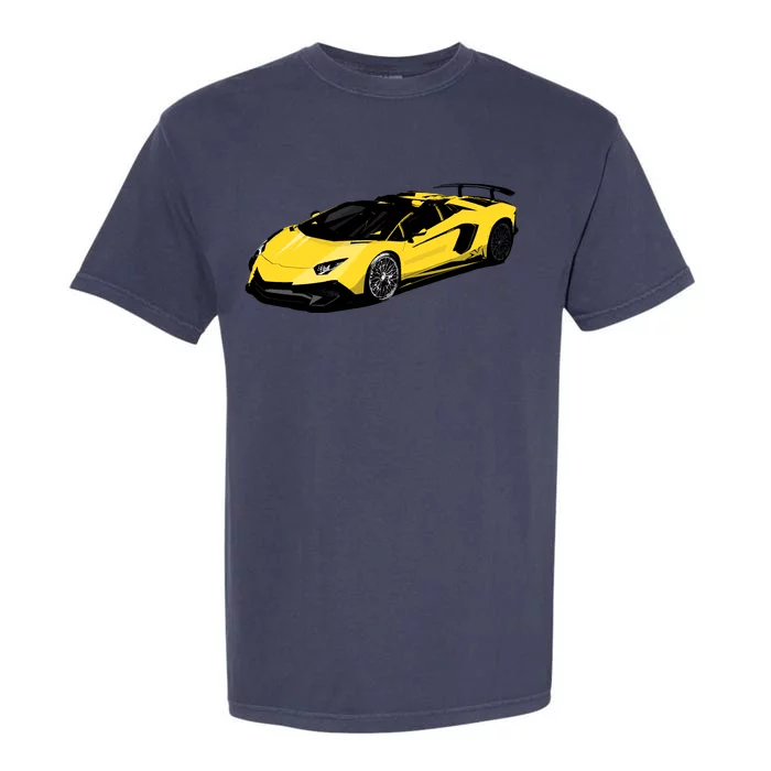 Yellow Racing Sports Car Garment-Dyed Heavyweight T-Shirt