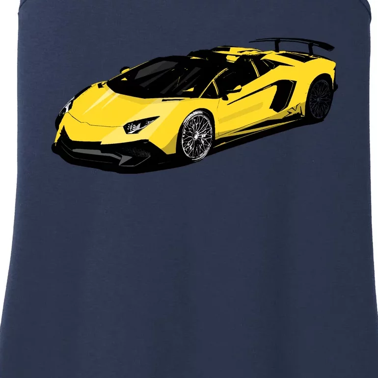 Yellow Racing Sports Car Ladies Essential Tank