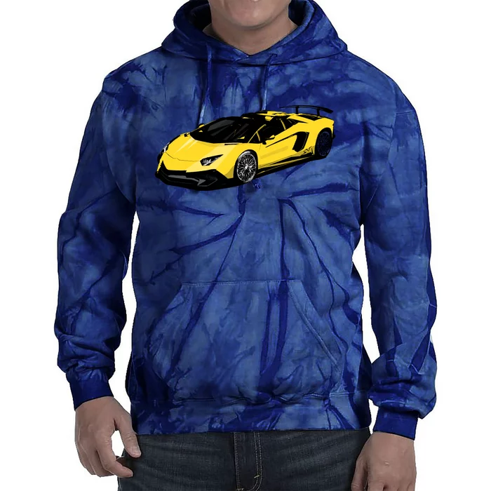 Yellow Racing Sports Car Tie Dye Hoodie