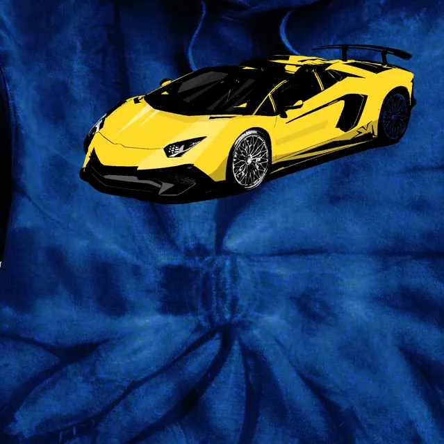 Yellow Racing Sports Car Tie Dye Hoodie