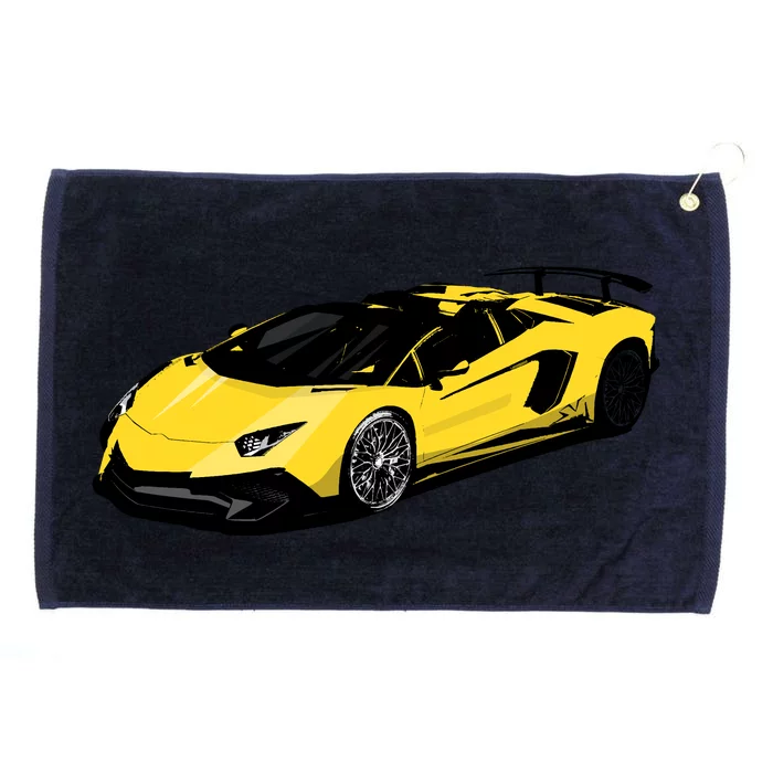 Yellow Racing Sports Car Grommeted Golf Towel