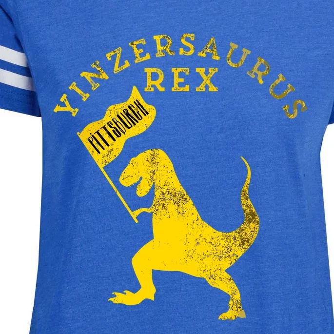 Yinzersaurus Rex Trex Funny Pittsburgh Yinzer Dinosaur Gift Enza Ladies Jersey Football T-Shirt