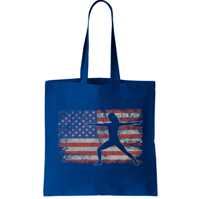 Yoga Retro Usa Flag Fitness 4th Of July Yoga Gift Tote Bag