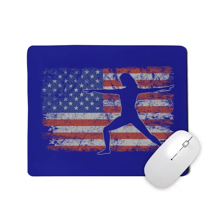 Yoga Retro Usa Flag Fitness 4th Of July Yoga Gift Mousepad