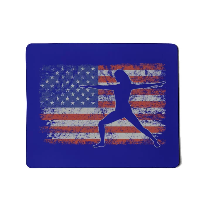 Yoga Retro Usa Flag Fitness 4th Of July Yoga Gift Mousepad