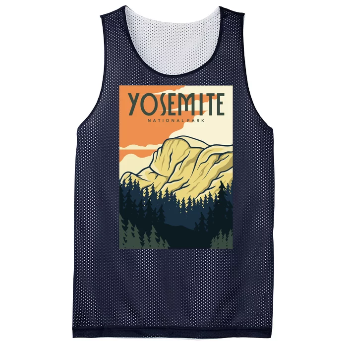 Yosemite Retro Vintage Poster Mesh Reversible Basketball Jersey Tank