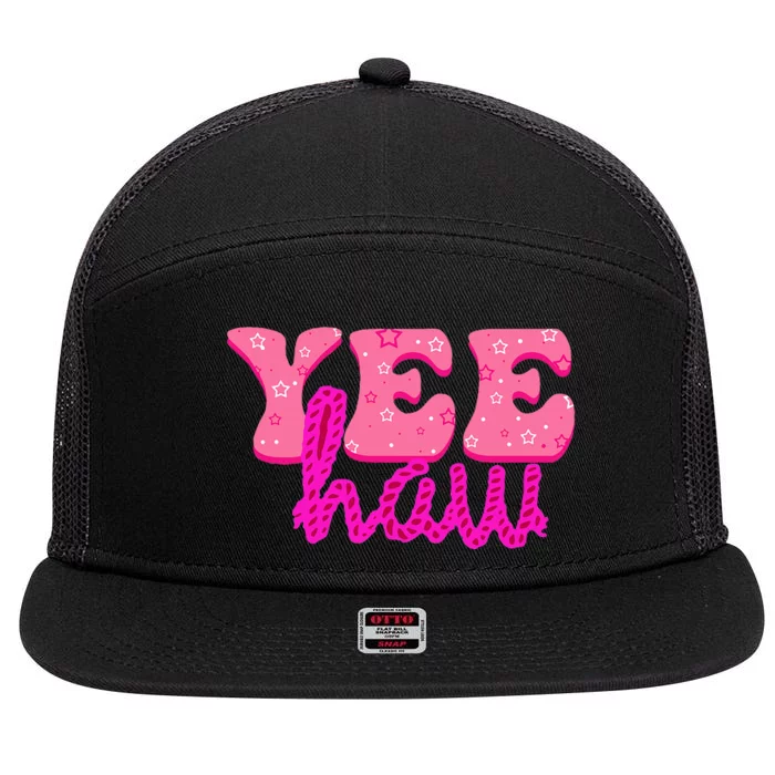 Yeehaw Rodeo Western Country Cow Yee haw 7 Panel Mesh Trucker Snapback Hat