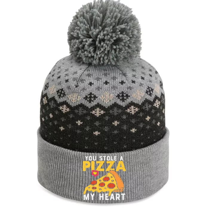 You Stole A Piece Of My Heart Pizza Lovers Funny Couples Gift The Baniff Cuffed Pom Beanie