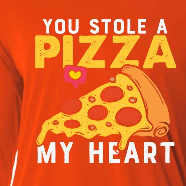 You Stole A Piece Of My Heart Pizza Lovers Funny Couples Gift Cooling Performance Long Sleeve Crew