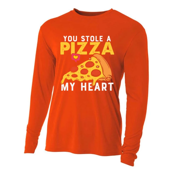 You Stole A Piece Of My Heart Pizza Lovers Funny Couples Gift Cooling Performance Long Sleeve Crew