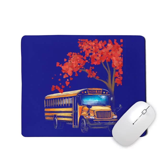 Yellow School Bus Valentines Day School Bus Driver Conductor Gift Mousepad