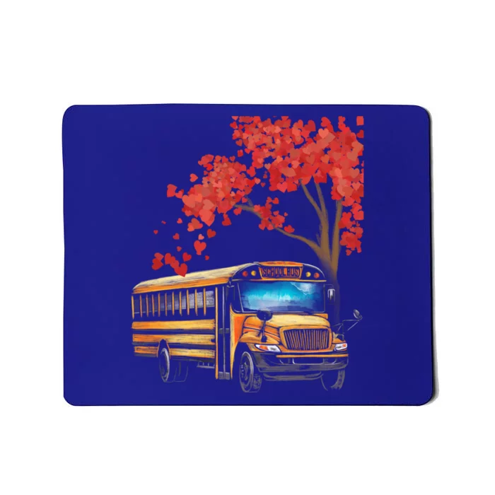 Yellow School Bus Valentines Day School Bus Driver Conductor Gift Mousepad