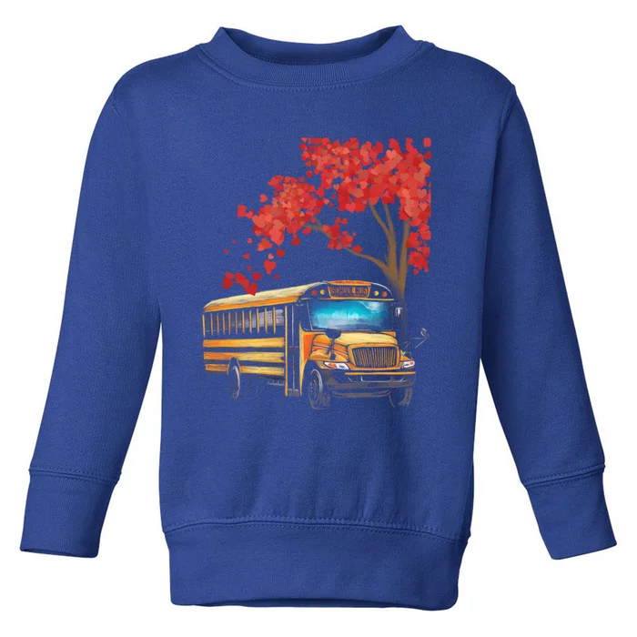 Yellow School Bus Valentines Day School Bus Driver Conductor Gift Toddler Sweatshirt