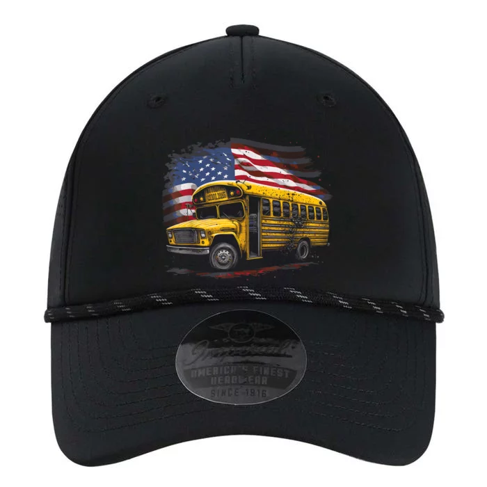 Yellow School Bus Driver On American Flag Performance The Dyno Cap