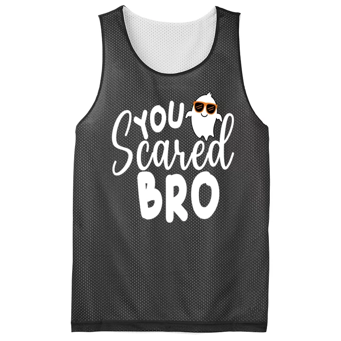 You Scared Bro Funny Halloween Ghost Mesh Reversible Basketball Jersey Tank