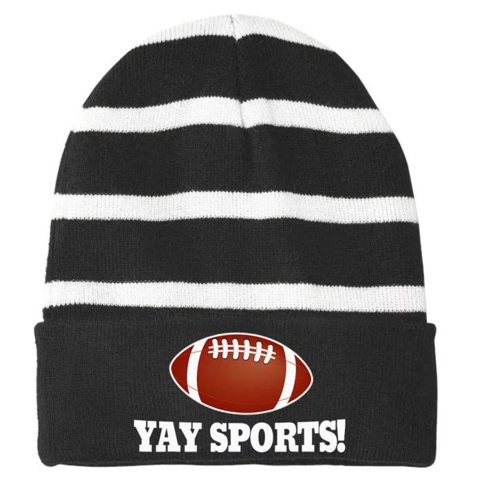 YAY Sports Ball Do the Thing Fan Football Soccer Striped Beanie with Solid Band