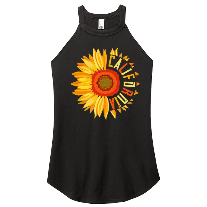 Yellow Sunflower Californian Summer United States California Women’s Perfect Tri Rocker Tank