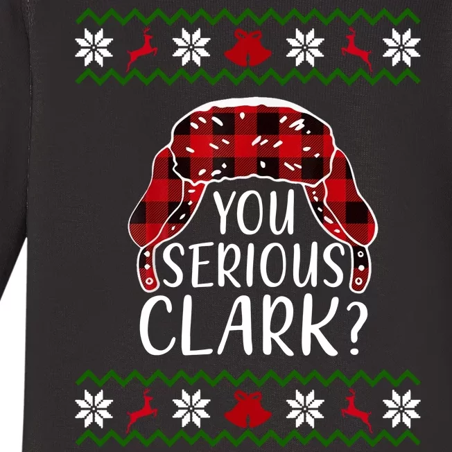 You Serious Cark? Ugly Christmas Sweater Design Baby Long Sleeve Bodysuit