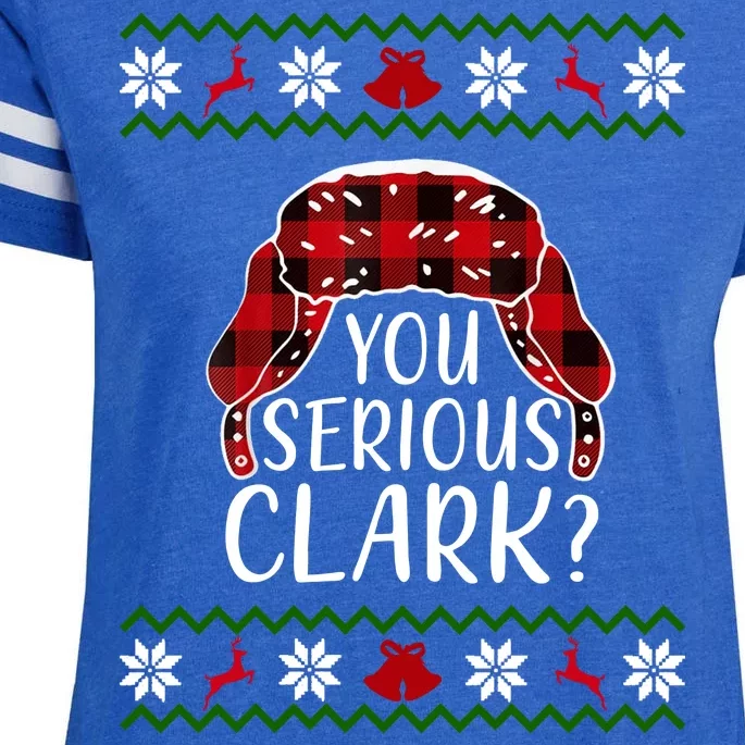 You Serious Cark? Ugly Christmas Sweater Design Enza Ladies Jersey Football T-Shirt