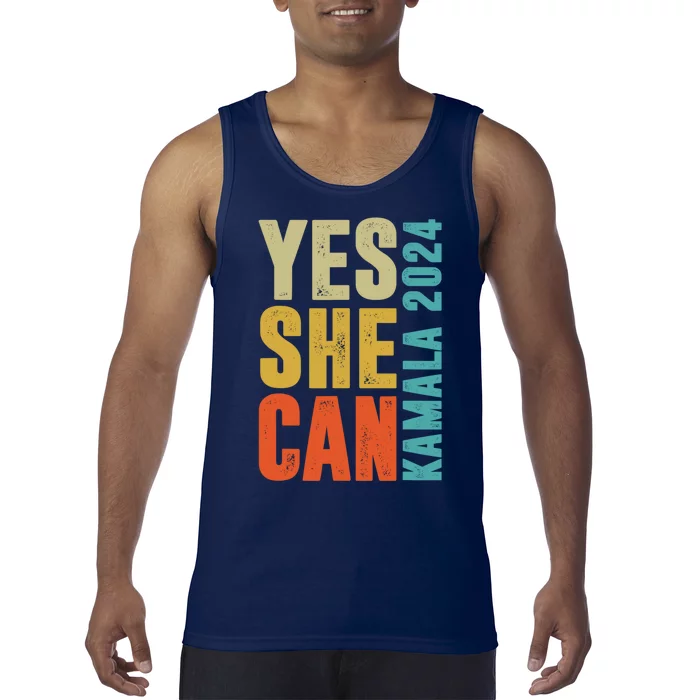 Yes She Can Kamala 2024 Retro Colors Tank Top