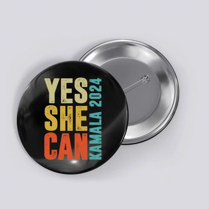 Yes She Can Kamala 2024 Retro Colors Button