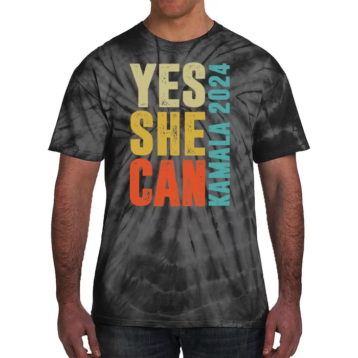 Yes She Can Kamala 2024 Retro Colors Tie-Dye T-Shirt