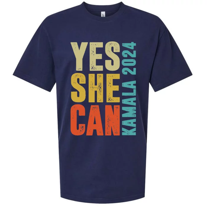 Yes She Can Kamala 2024 Retro Colors Sueded Cloud Jersey T-Shirt