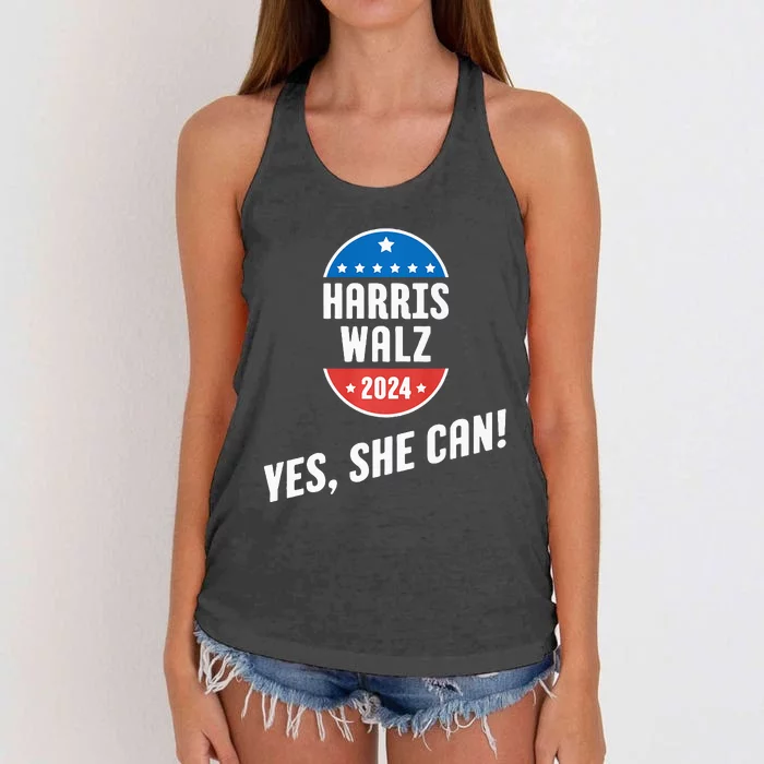 Yes She Can! Harris Walz 2024 Women's Knotted Racerback Tank