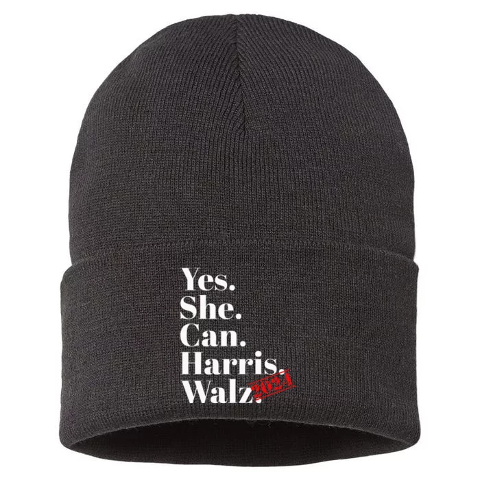 Yes She Can Harris Walz 2024 Premium Sustainable Knit Beanie