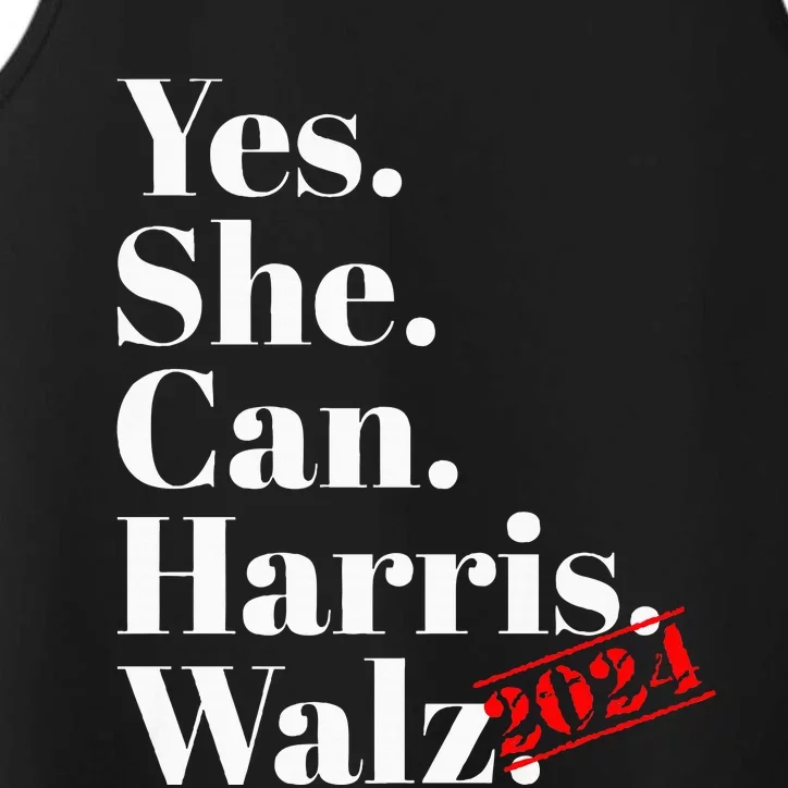 Yes She Can Harris Walz 2024 Premium Performance Tank