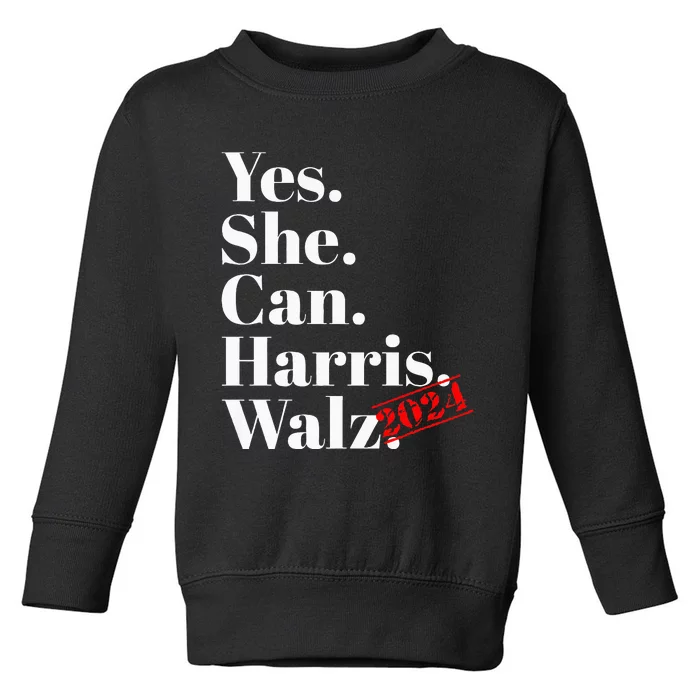 Yes She Can Harris Walz 2024 Premium Toddler Sweatshirt