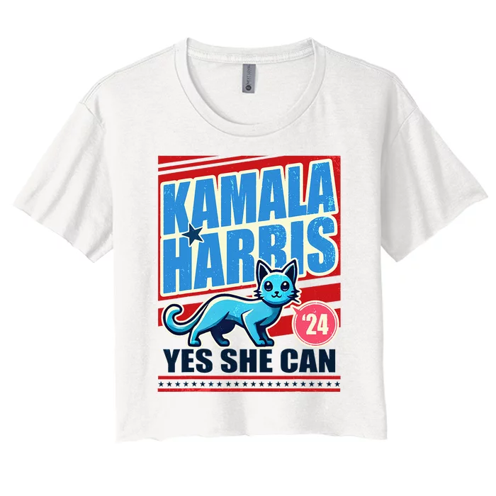 Yes She Can 2024 Election President Kamala Harris Women's Crop Top Tee