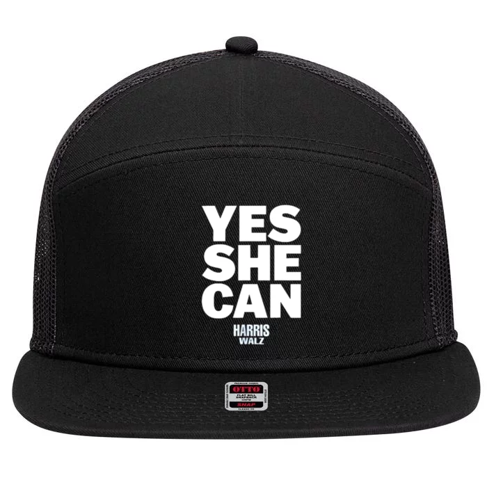 Yes She Can Kamala Harris 2024 Elections 7 Panel Mesh Trucker Snapback Hat