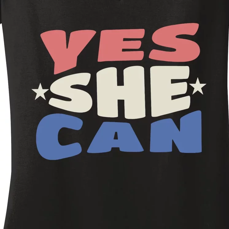 Yes She Can Women's V-Neck T-Shirt