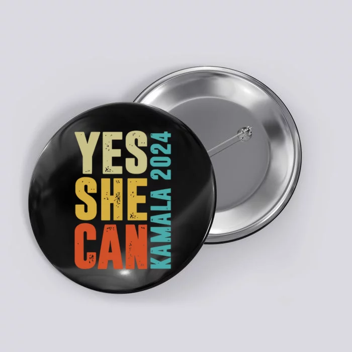 Yes She Can Kamala 2024 Retro Colors Button