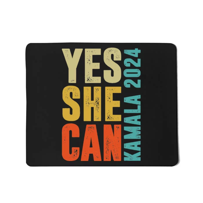 Yes She Can Kamala 2024 Retro Colors Mousepad