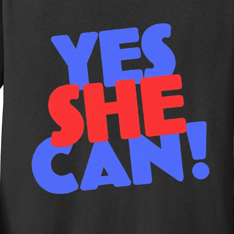 Yes She Can Kids Long Sleeve Shirt