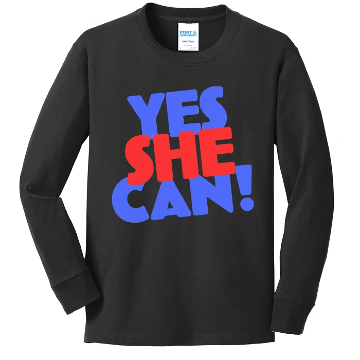 Yes She Can Kids Long Sleeve Shirt