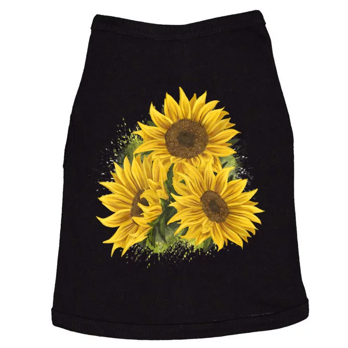 Yellow Sunflower Floral Watercolor Positivity Doggie Tank