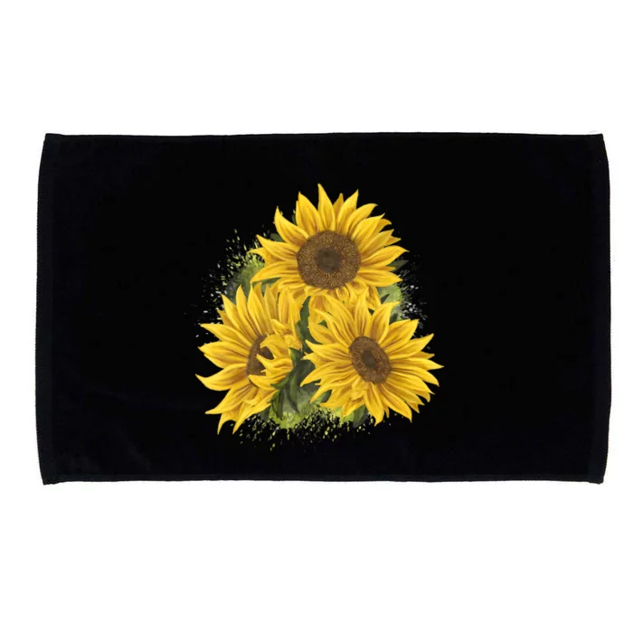 Yellow Sunflower Floral Watercolor Positivity Microfiber Hand Towel