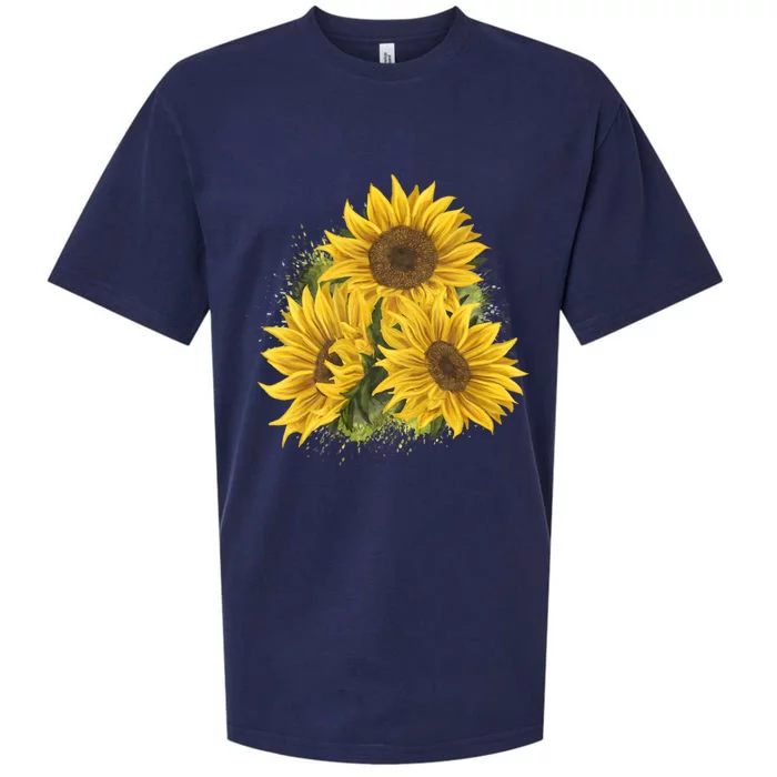 Yellow Sunflower Floral Watercolor Positivity Sueded Cloud Jersey T-Shirt