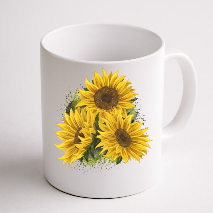 Yellow Sunflower Floral Watercolor Positivity Front & Back Coffee Mug